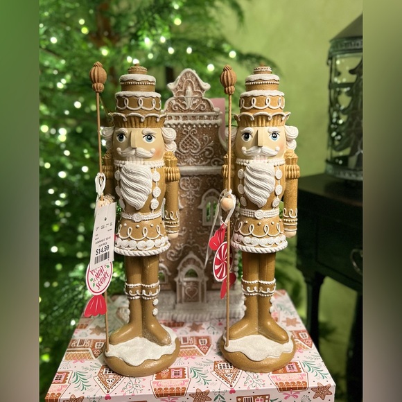 2 New Peppermint Square 14” Gingerbread Cupcake Nutcrackers Soldiers - Picture 1 of 3